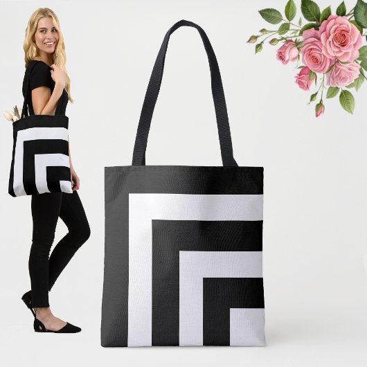 Sac fourre-tout rayé noir et blanc moderne