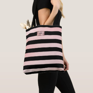 Sac fourre-tout rayé or rose chic