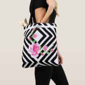 Sac fourre-tout rayé stylé | Rose rose (De près)