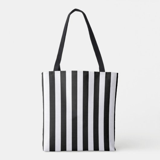 Sac fourre-tout, rayure noire et blanche verticale (Dos)