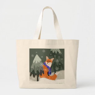 Sac fourre-tout renard mignon d'hiver