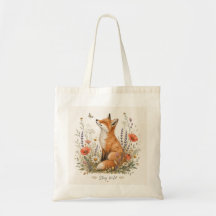 Sac Fourre-Tout Renard Sauvage Fleurs Sauvages Ren