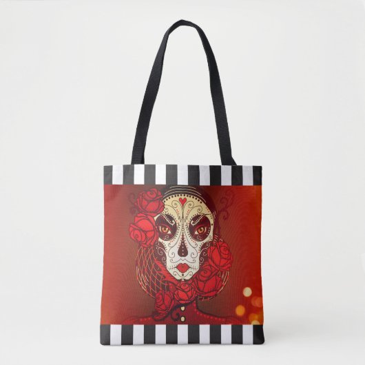 Sac fourre-tout réutilisable à rayure de calavera (Devant)