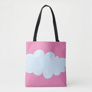 Sac fourre-tout rose avec motifs de nuages