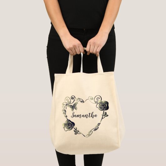 Sac fourre-tout Rose Cœur avec nom (Devant (produit))