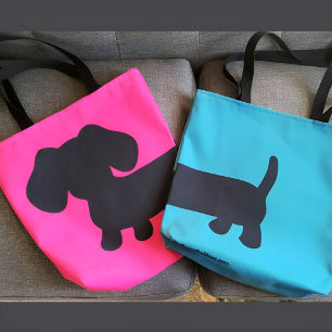 Sac fourre-tout rose et noir à teckel