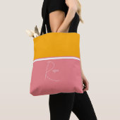 Sac fourre-tout rose et orange monogramme (De près)