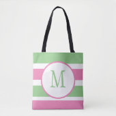 Sac fourre-tout rose et vert monogramme (Devant)