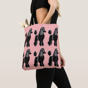 Sac fourre-tout rose noir à caniches standard