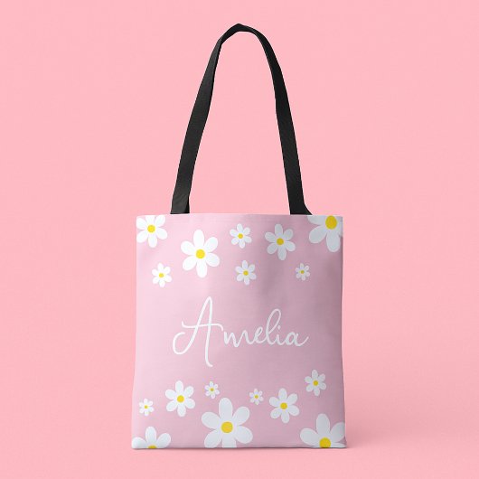 Sac fourre-tout rose pâle et blanc floral