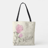 Sac fourre-tout rose personnalisé à fleur de (Dos)
