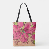 Sac fourre-tout rose Poinsettias (Dos)