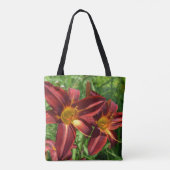 Sac fourre-tout rouge foncé à lis (Dos)