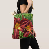 Sac fourre-tout rouge foncé à lis (De près)