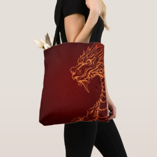 Sac fourre-tout rouge profond avec impression de d