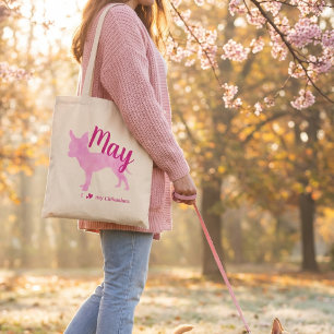 Sac fourre-tout silhouette Chihuahua rose pastel p