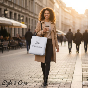 Sac fourre-tout spacieux avec nom moderne imprimé