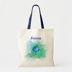 Sac fourre-tout tortue de mer nom personnalisé
