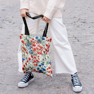 Sac fourre-tout tout en aquarelle avec fleurs sauv