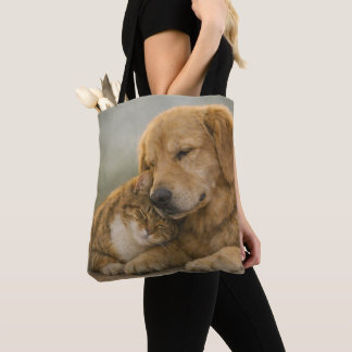 Sac fourre-tout tout-imprimé câlin de chien et cha