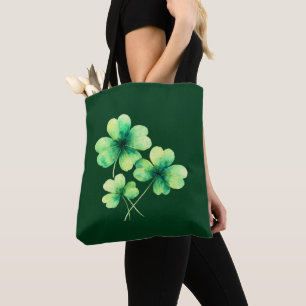 Sac fourre-tout trèfle shamrock à l'aquarelle de l