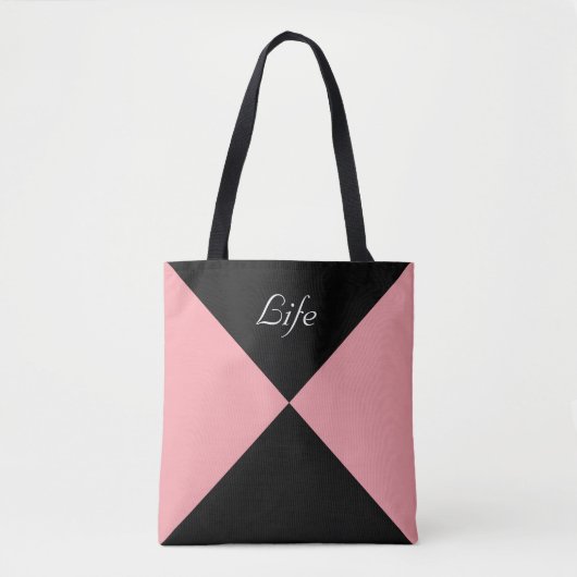 Sac fourre-tout triangle abstrait noir et rose cor (Devant)