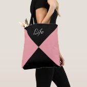 Sac fourre-tout triangle abstrait noir et rose cor (De près)