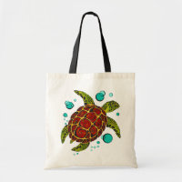 Sac fourre-tout tribal coloré à tatouage de tortue