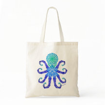 Sac fourre-tout tribal octopus Blues/Greens