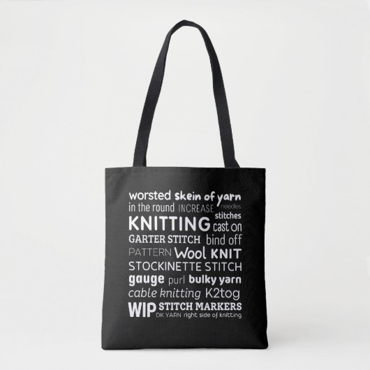 Sac fourre-tout tricot | Collage de mots de Knitte (Devant)