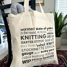 Sac fourre-tout tricot - Collage de mots de Knitte
