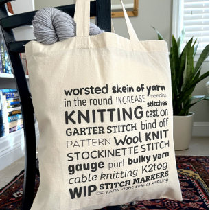 Sac fourre-tout tricot - Collage de mots de Knitte