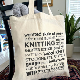 Sac fourre-tout tricot - Collage de mots de Knitte
