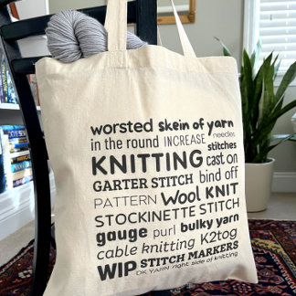 Sac fourre-tout tricot - Collage de mots de Knitte