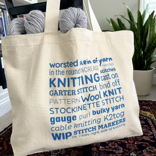 Sac fourre-tout tricot - Collage de mots de Knitte