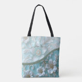 Sac fourre-tout turquoise blanc floral (Dos)