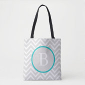 Sac fourre-tout turquoise Chevron Monogram (Devant)