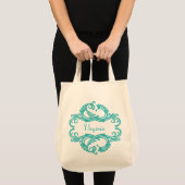 Sac fourre-tout turquoise Chic Damask (Devant (produit))