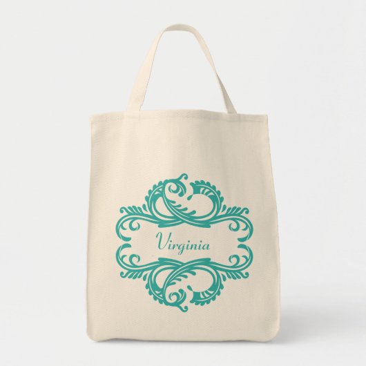 Sac fourre-tout turquoise Chic Damask (Devant)