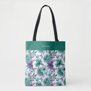 Sac fourre-tout turquoise d'aquarelle