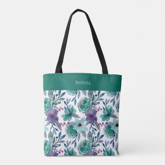 Sac fourre-tout turquoise d'aquarelle (Dos)