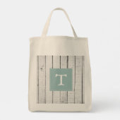 Sac fourre-tout turquoise de monogramme rustique (Dos)