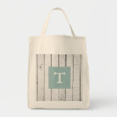 Sac fourre-tout turquoise de monogramme rustique (Devant)