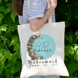 Sac fourre-tout turquoise Floral Monogram fête d