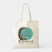 Sac fourre-tout turquoise Floral Monogram | fête d (Dos)