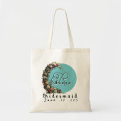 Sac fourre-tout turquoise Floral Monogram | fête d (Devant)