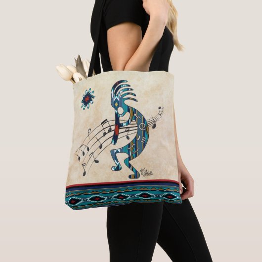 Sac fourre-tout Turquoise Kokopelli (De près)