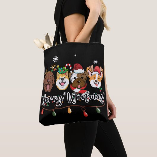 Sac fourre-tout typographique Joyeux Woofmas (De près)