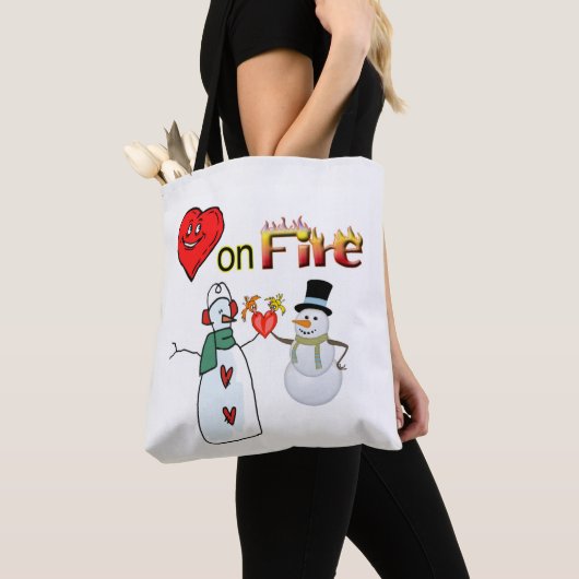 Sac fourre-tout Valentines Coeurs de jour sur Fire (De près)