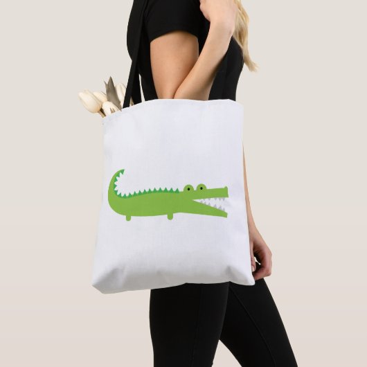 Sac fourre-tout vert à alligator (De près)